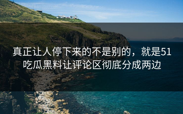 真正让人停下来的不是别的,就是51吃瓜黑料让评论区彻底分成两边