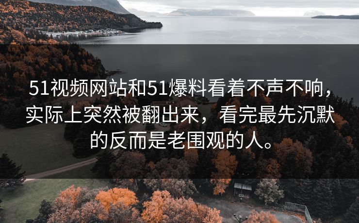 51视频网站和51爆料看着不声不响，实际上突然被翻出来，看完最先沉默的反而是老围观的人。