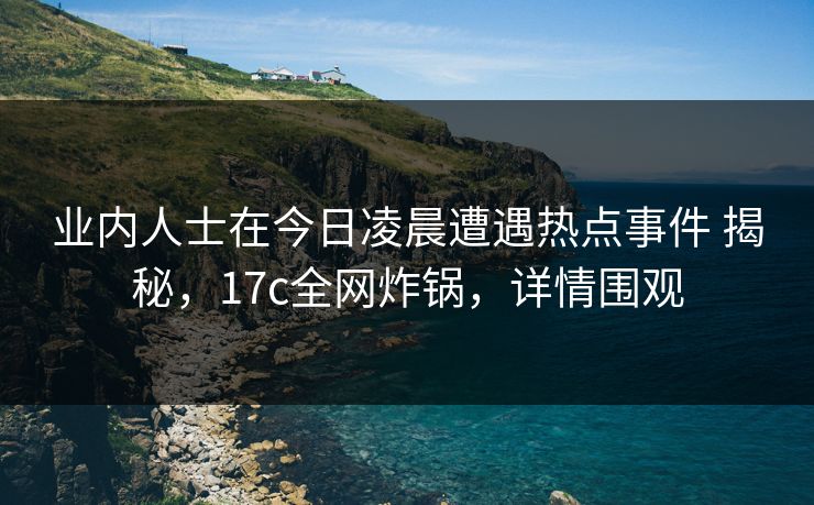 业内人士在今日凌晨遭遇热点事件 揭秘,17c全网炸锅,详情围观