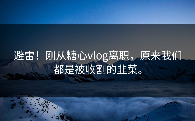 避雷！刚从糖心vlog离职，原来我们都是被收割的韭菜。