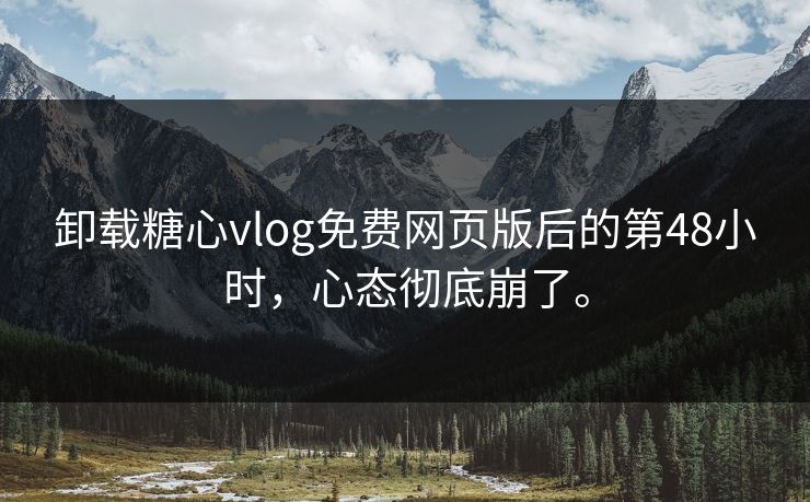 卸载糖心vlog免费网页版后的第48小时，心态彻底崩了。