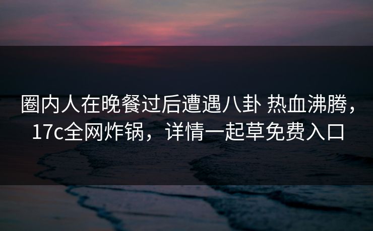 圈内人在晚餐过后遭遇八卦 热血沸腾，17c全网炸锅，详情一起草免费入口