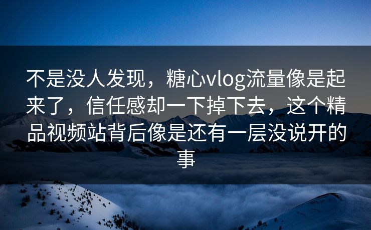 不是没人发现，糖心vlog流量像是起来了，信任感却一下掉下去，这个精品视频站背后像是还有一层没说开的事