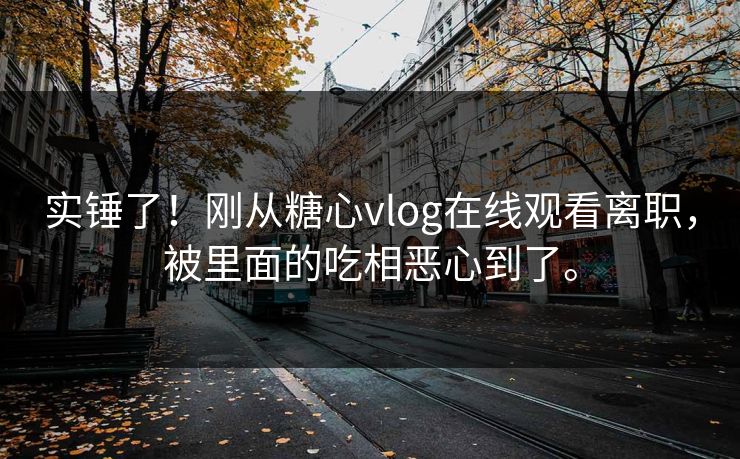 实锤了！刚从糖心vlog在线观看离职，被里面的吃相恶心到了。